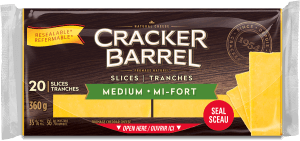 Cracker Barrel Cheese Slices - Medium - 20 Slices - 360 g
