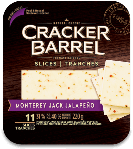 Cracker Barrel Cheese Slices - Monterey Jack With Jalapeño Pepper - 11 Slices - 220 g