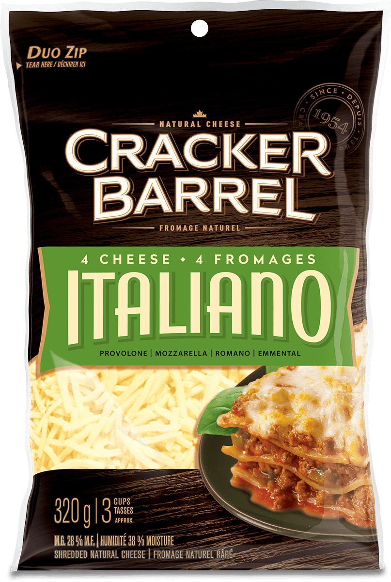 Cracker Barrel Shredded Cheese - 4 Cheese Italiano - 320 g