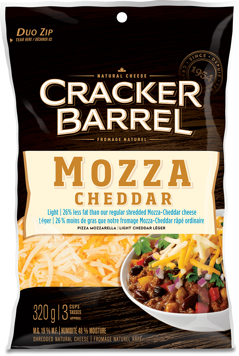 Cracker Barrel Shredded Cheese - Mozza Cheddar Light - 320 g