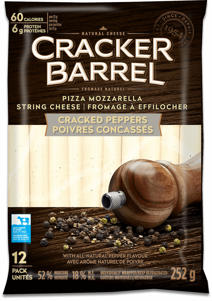 Cracker Barrel String Cheese - Cracked Peppers - 12 Pack - 252 g