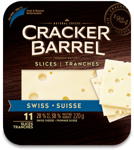 Cracker Barrel Cheese Slices - Swiss - 11 Slices - 220 g